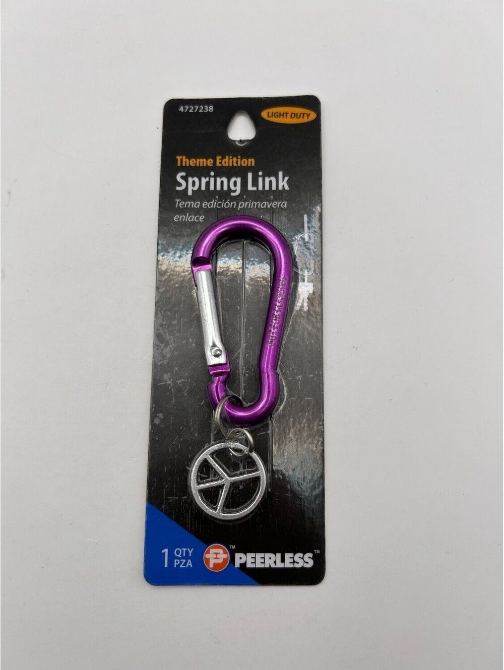 Peerless 4727238 Spring Link Carabiner Keychain Purple New Split Ring